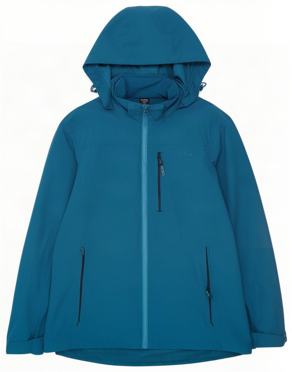 Mountain Warehouse Veste de pluie à capuche pour femme UK 16 Large Bleu Polyester