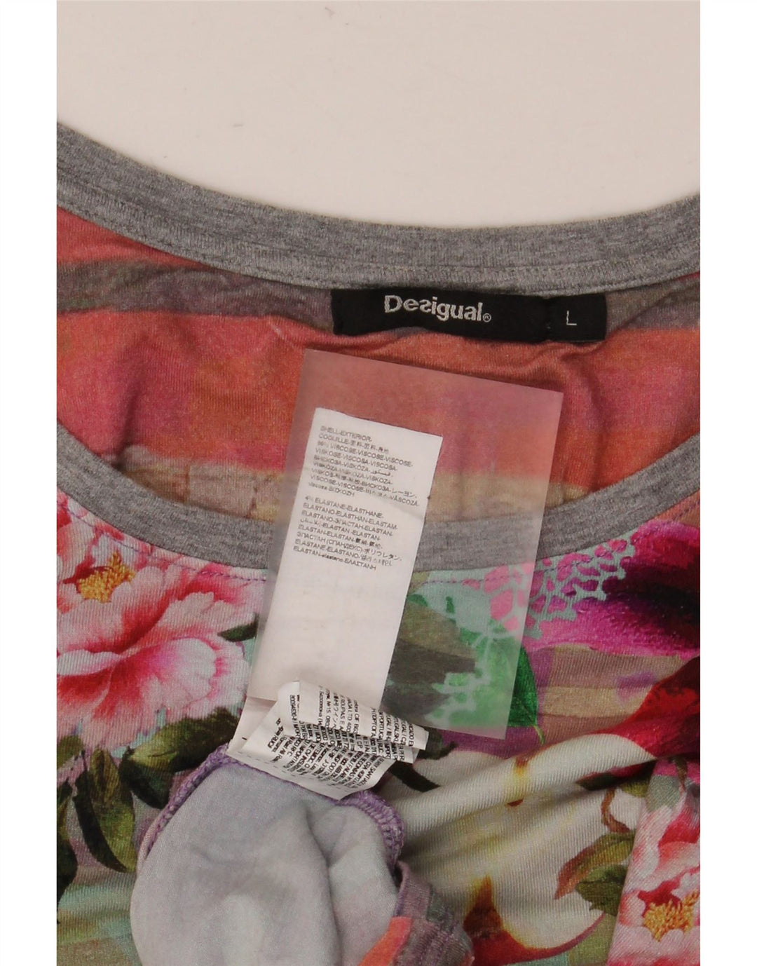 Desigual Chemisier Regular Top UK 46 Large Viscose Florale Multicolore Femme