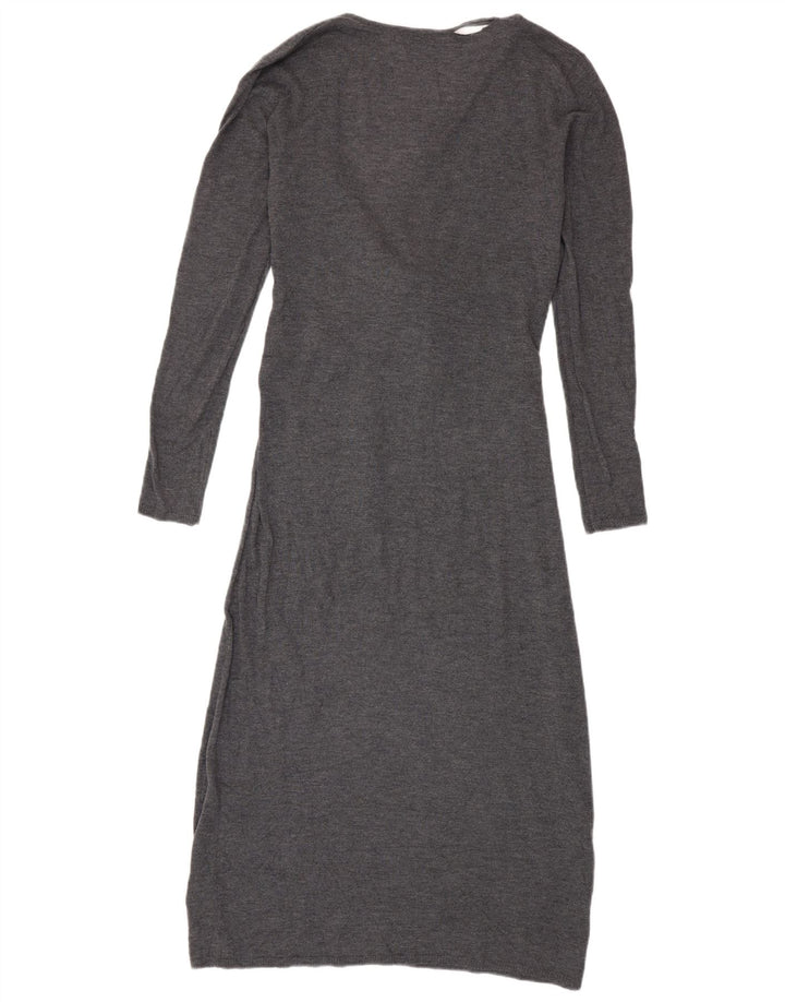 Zara Robe pull à manches longues pour femme UK 10 Petit Gris Polyester