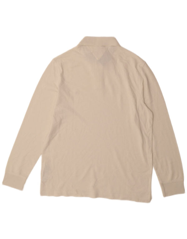 TOMMY HILFIGER Polo à manches longues coupe classique pour homme Large blanc cassé