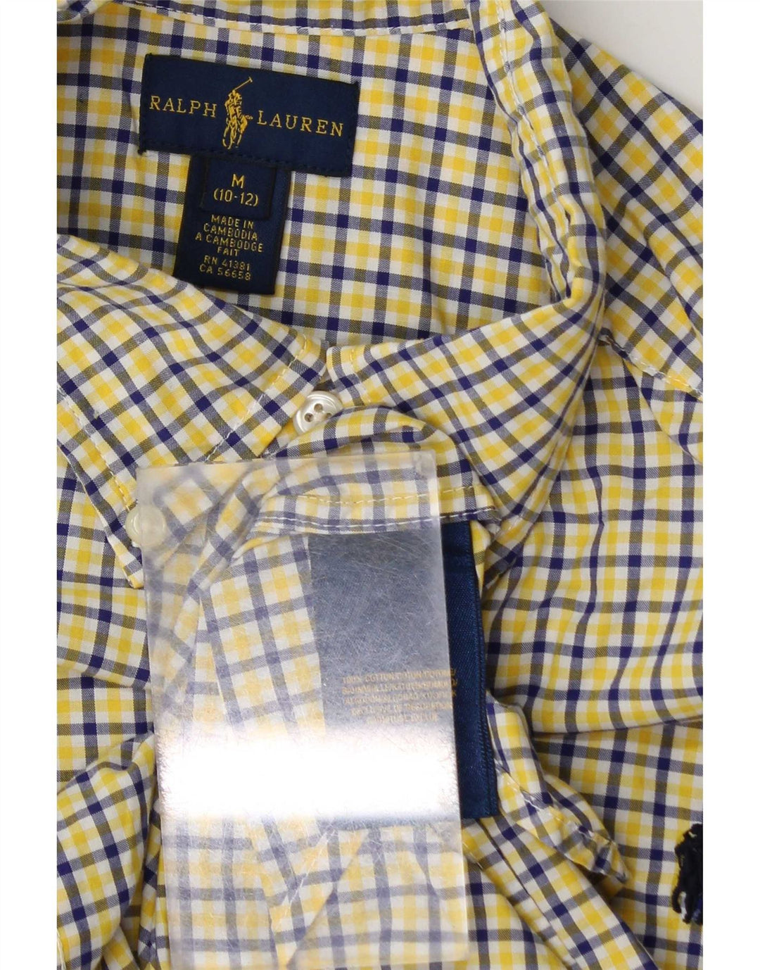 Ralph Lauren Chemise Garçon 10-11 ans Coton à Carreaux Jaune Moyen