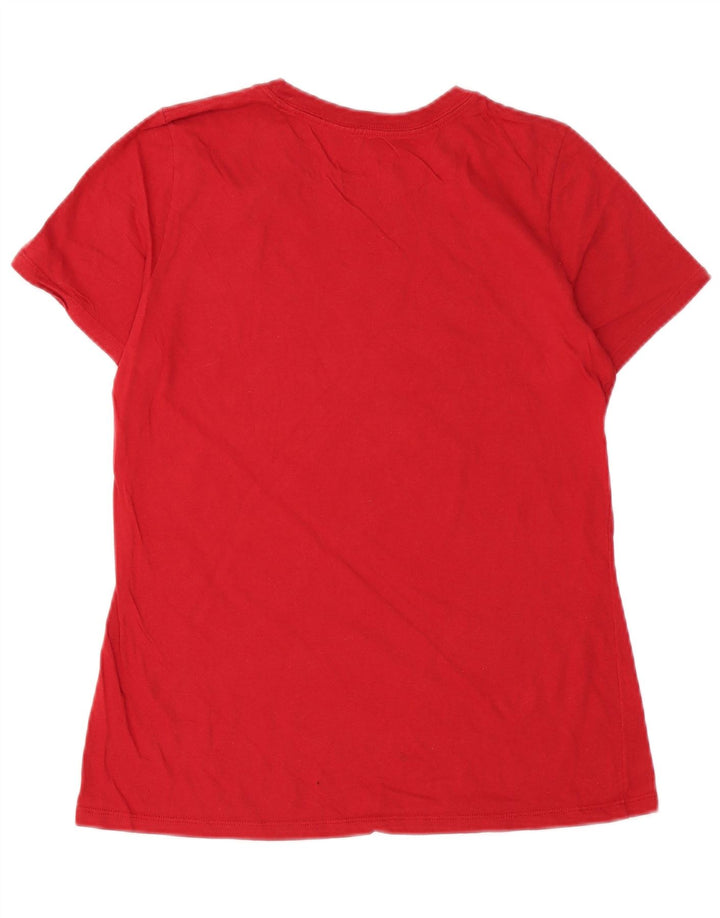 NIKE T-shirt graphique coupe athlétique pour femme UK 14 grand coton rouge