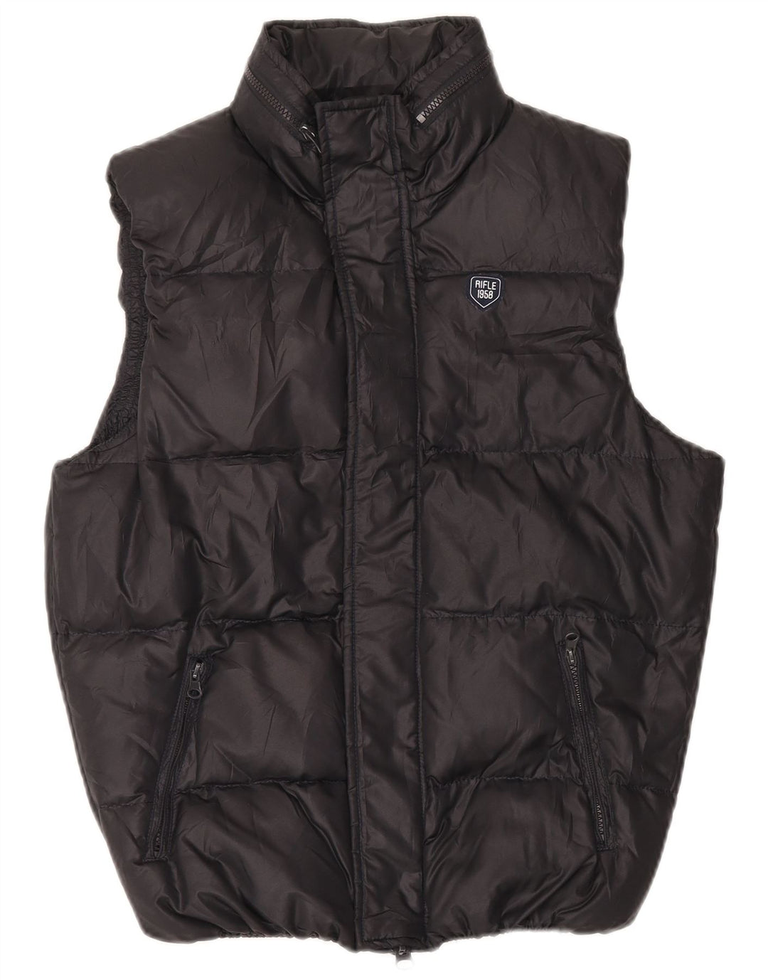 Rifle Gilet rembourré à capuche pour homme UK 36 Petit Noir Polyester