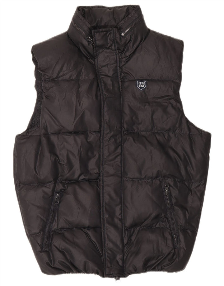 Rifle Gilet rembourré à capuche pour homme UK 36 Petit Noir Polyester