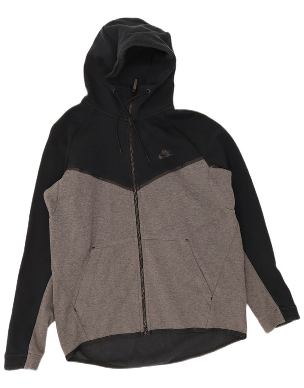 Nike Pull à capuche zippé pour homme en coton color block Noir Taille L