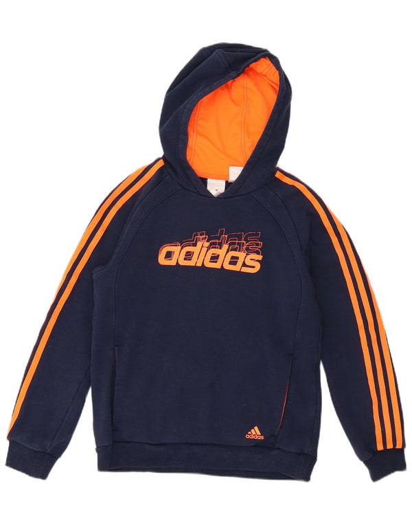 Adidas Pull à capuche graphique pour garçon 11-12 ans Large Bleu marine rayé