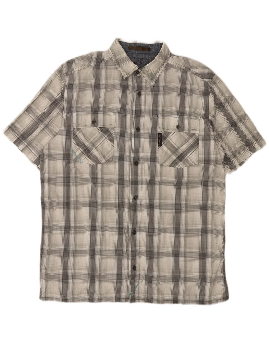 Columbia Chemise à Manches Courtes Homme Gris Moyen Check Cotton