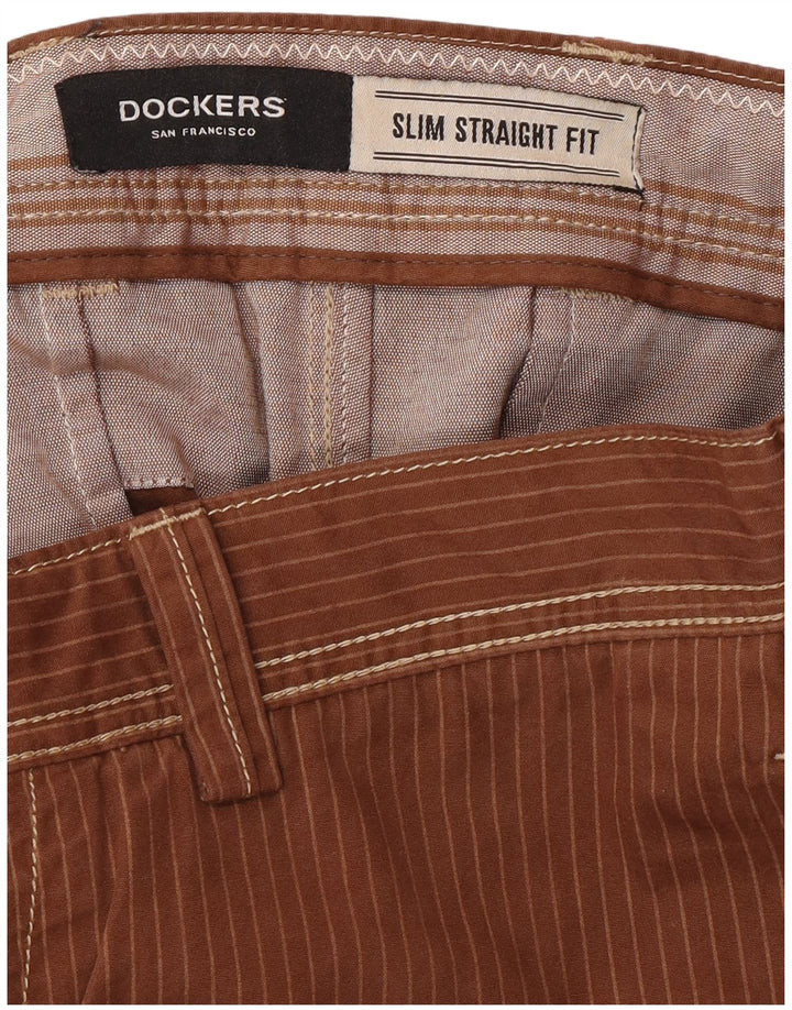 DOCKERS Pantalon Chino Slim Fit Homme W34 L34 Marron Pinstripe Classique