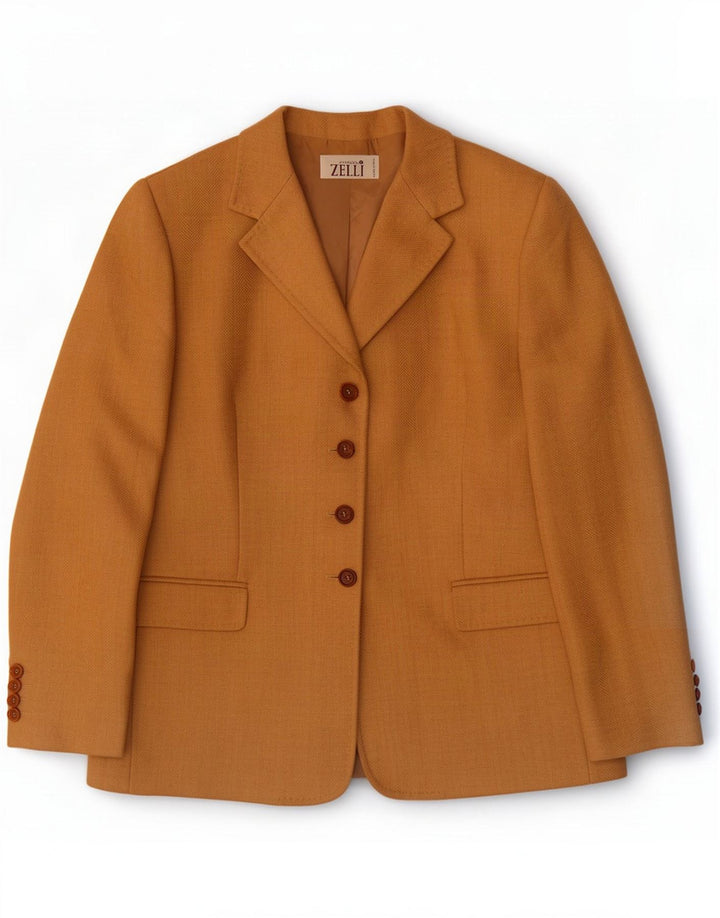 Vintage Womens 4 Button Blazer Jacket IT 46 Large Brown Wool