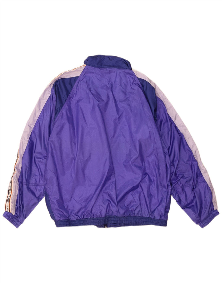 vintage Mens Graphic Survêtement Top Veste Grand Violet Colourblock