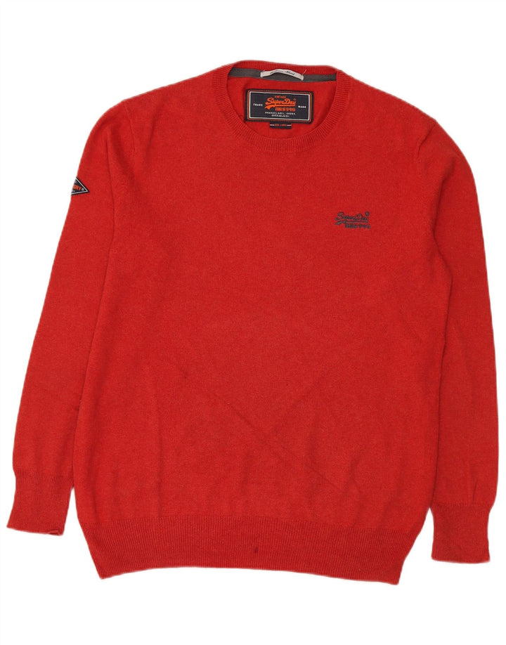 Superdry Pull ras du cou pour homme en coton rouge Large