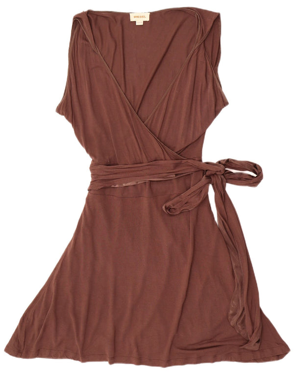 Diesel Robe trapèze sans manches pour femme UK 6 XS Marron