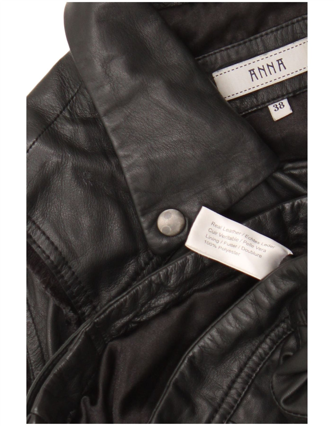 Anna Gilet en cuir motard pour femme EU 38 Cuir noir moyen