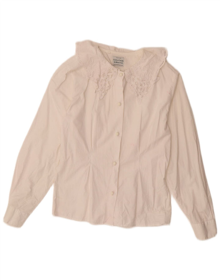 Benetton Chemise Chemisier UK 14 Medium Blanc Femme