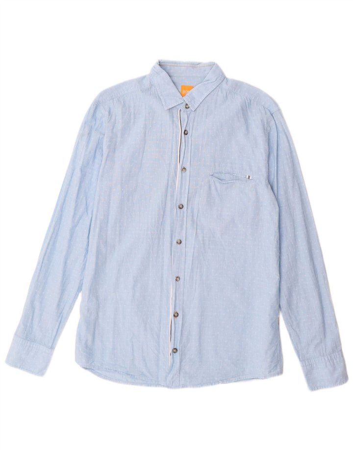 Hugo Boss Chemise Regular Fit Coton à pois bleu moyen