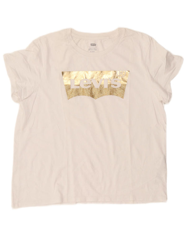 Levi's T-Shirt Graphique Femme UK 18 XL Blanc Coton