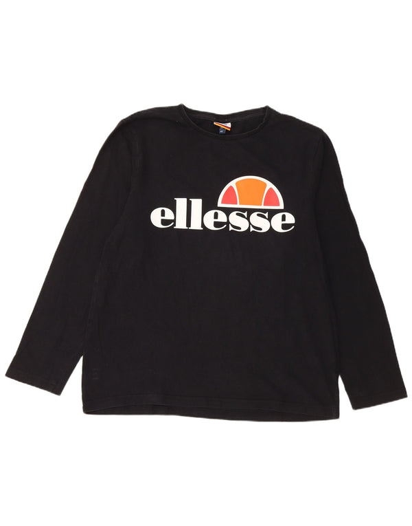 Ellesse Haut graphique à manches longues pour hommes, grand coton noir