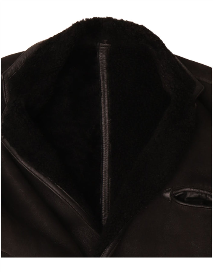 veste en peau de mouton homme vintage UK 40 Grand Noir