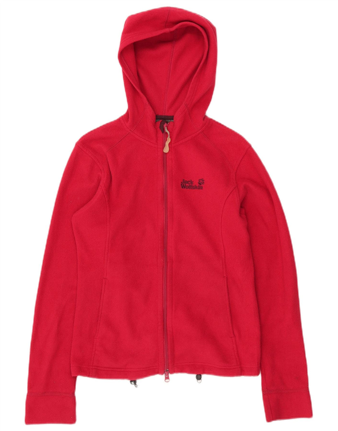 JACK WOLFSKIN Veste polaire à capuche graphique pour femme UK 10 Small Rouge