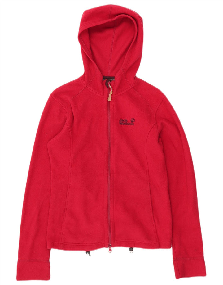 JACK WOLFSKIN Veste polaire à capuche graphique pour femme UK 10 Small Rouge