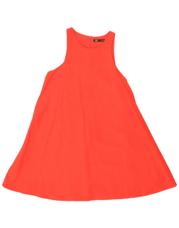 Zara Robe trapèze régulière sans manches pour femme UK 8 Petite Viscose Rouge