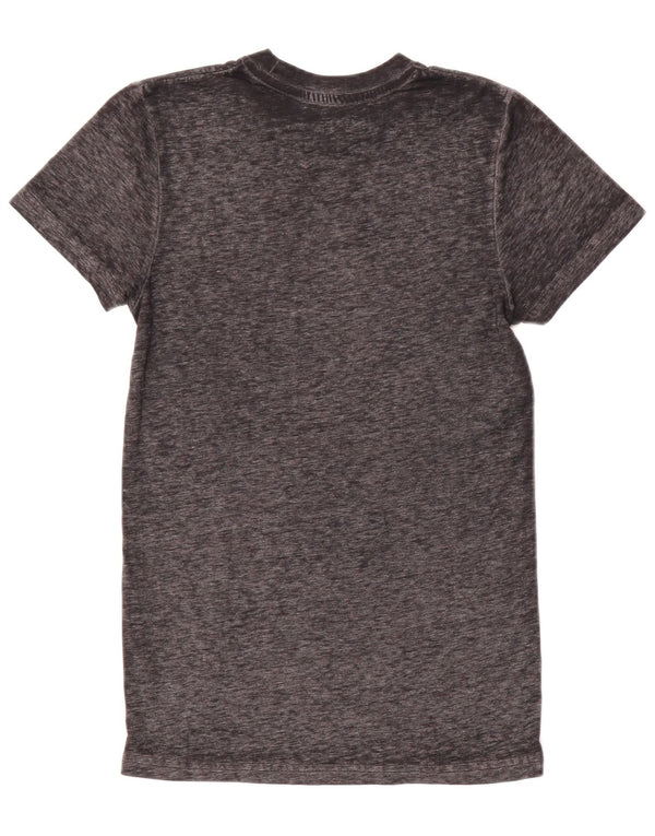 Hard Rock Cafe London Graphic T-Shirt Top UK 6 XS Gris Moucheté
