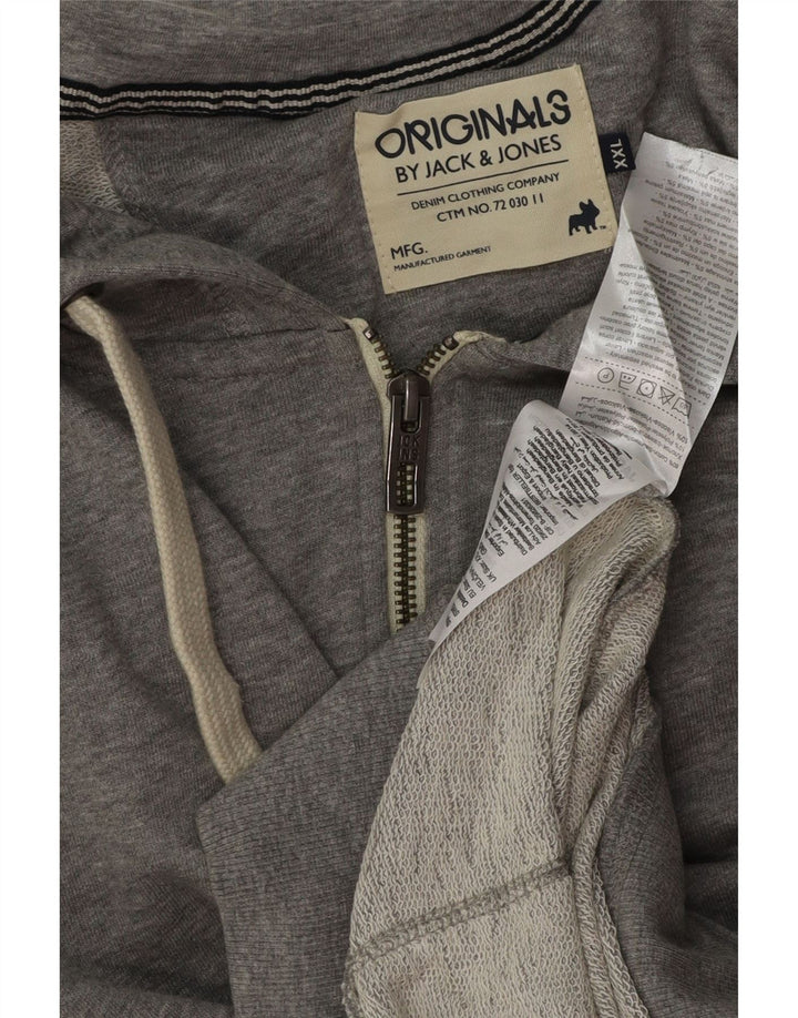 JACK & JONES Pull à capuche zippé sans manches pour homme 2XL Gris Coton