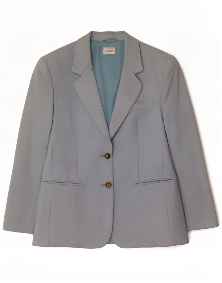 Benetton Veste Blazer 2 Boutons Femme IT 42 Laine Bleu Moyen
