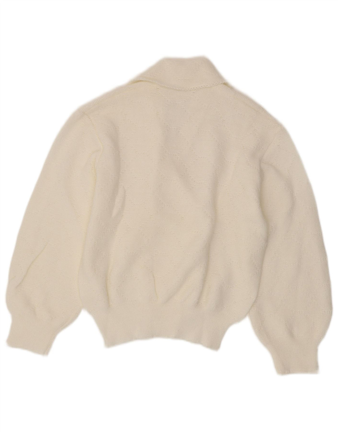 vintage Femme Cardigan Pull UK 12 Moyen Blanc
