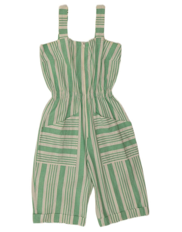 vintage Womens Playsuit UK 12 Moyen Vert Rayé