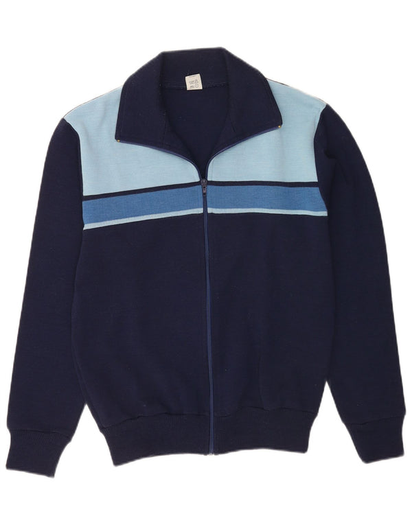 vintage Mens Survêtement Top Jacket IT 48 Medium Navy Blue Colourblock