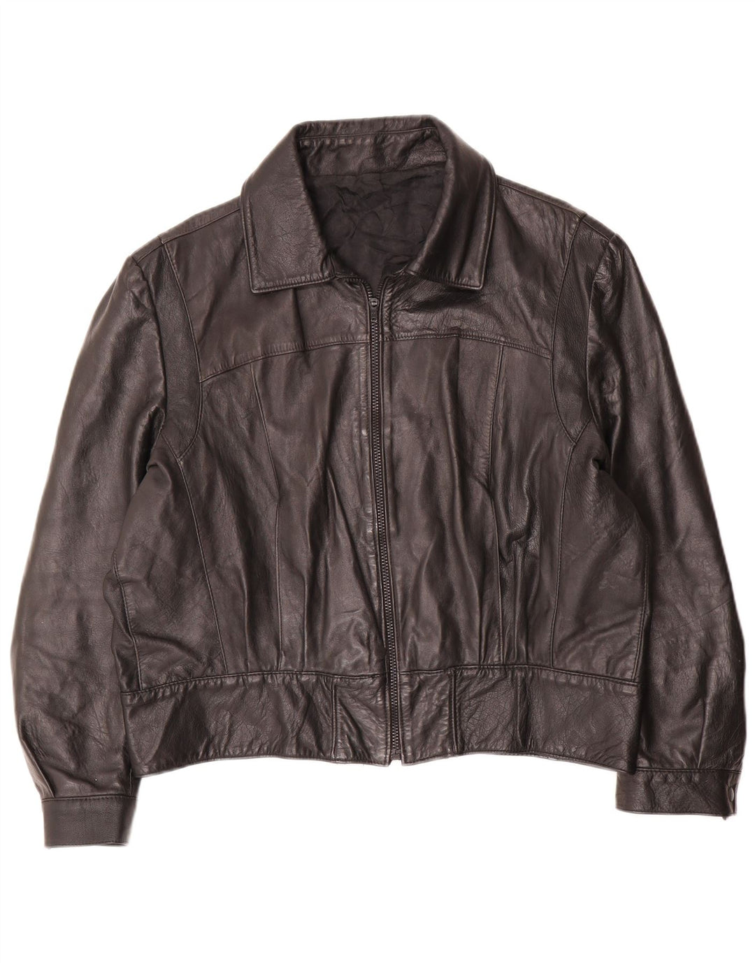 veste en cuir surdimensionnée femme vintage IT 50 XL Noir