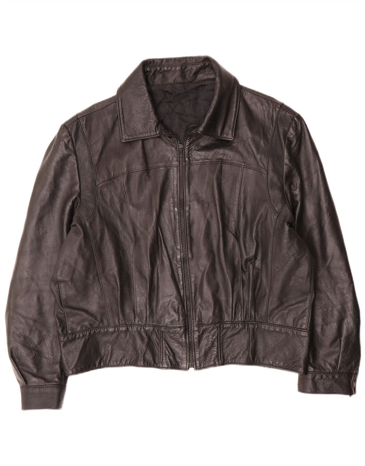 veste en cuir surdimensionnée femme vintage IT 50 XL Noir