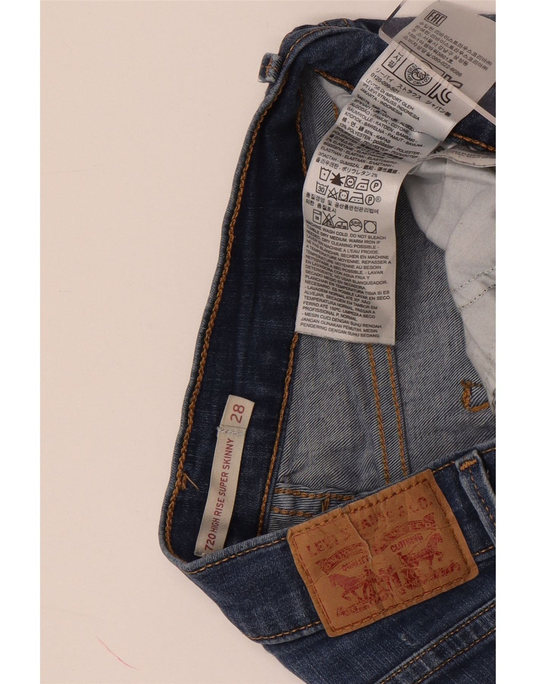 LEVI'S Short en Jean Taille Haute 720 Femme W28 Bleu Moyen Coton