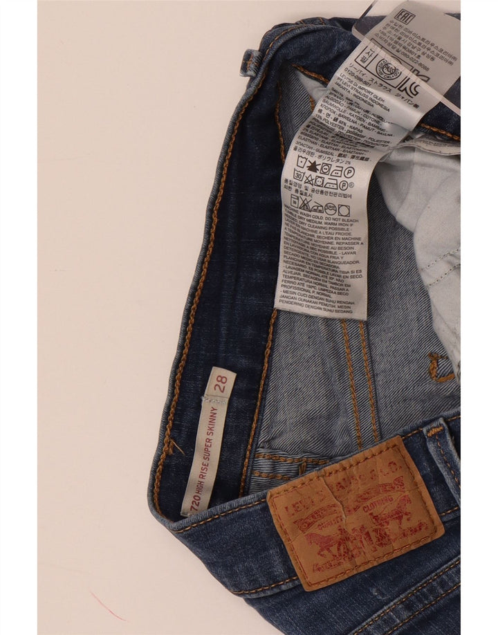 LEVI'S Short en Jean Taille Haute 720 Femme W28 Bleu Moyen Coton