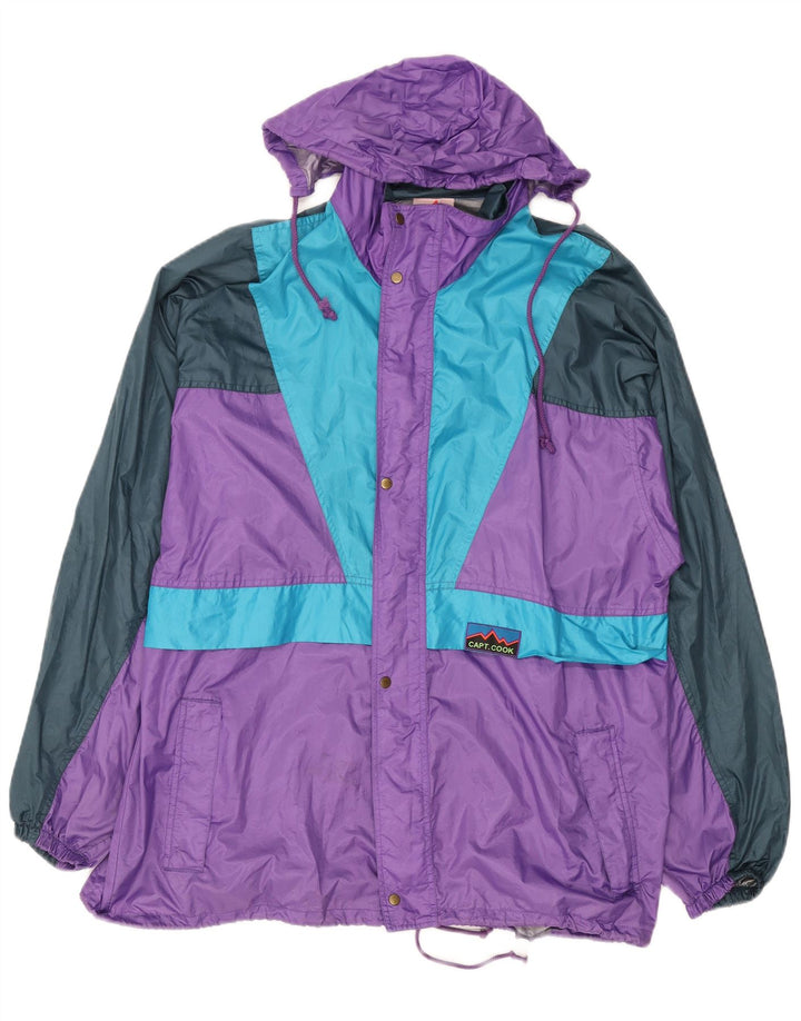 Capt. Cook Veste de pluie à capuche pour homme UK 44 2XL Violet Colourblock Rétro