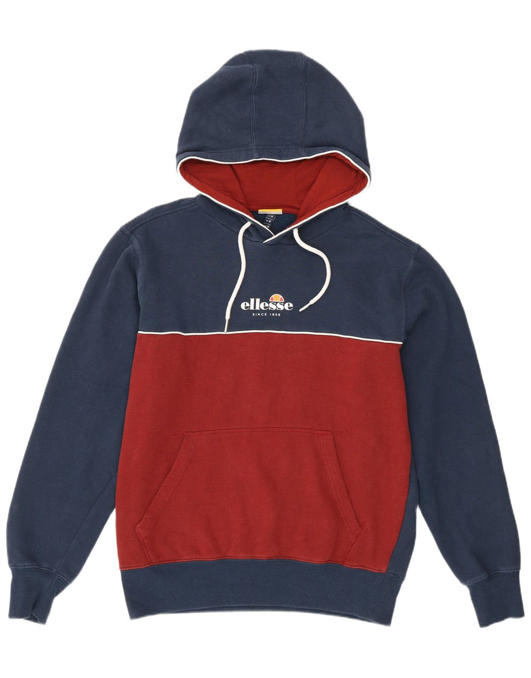 Ellesse Pull à capuche en coton color block bleu marine moyen pour homme