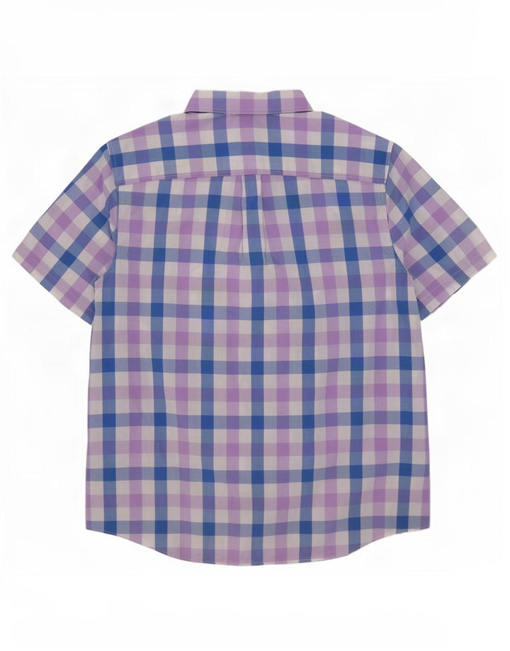 Chaps Chemise à manches courtes pour homme facile d'entretien 2XL en coton vichy bleu