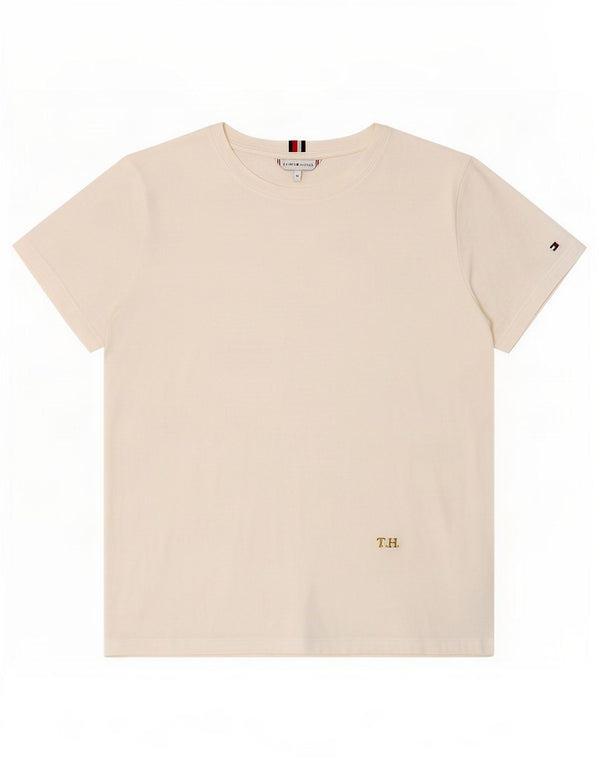 Tommy Hilfiger T-Shirt Femme Top UK 14 Large Blanc Coton