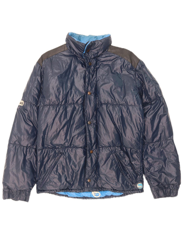 Samas Veste matelassée à capuche pour homme UK 40 Large Bleu marine Colourblock Polyamide