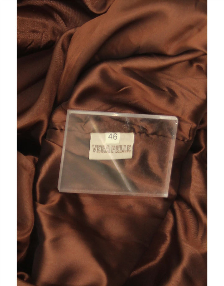 vintage Femmes Surdimensionné Suède Pardessus IT 46 Grand Cuir Marron