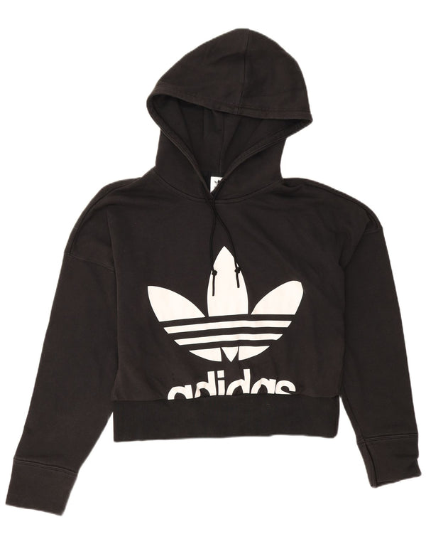 Adidas Pull à capuche surdimensionné pour femme UK 8 Petit coton noir