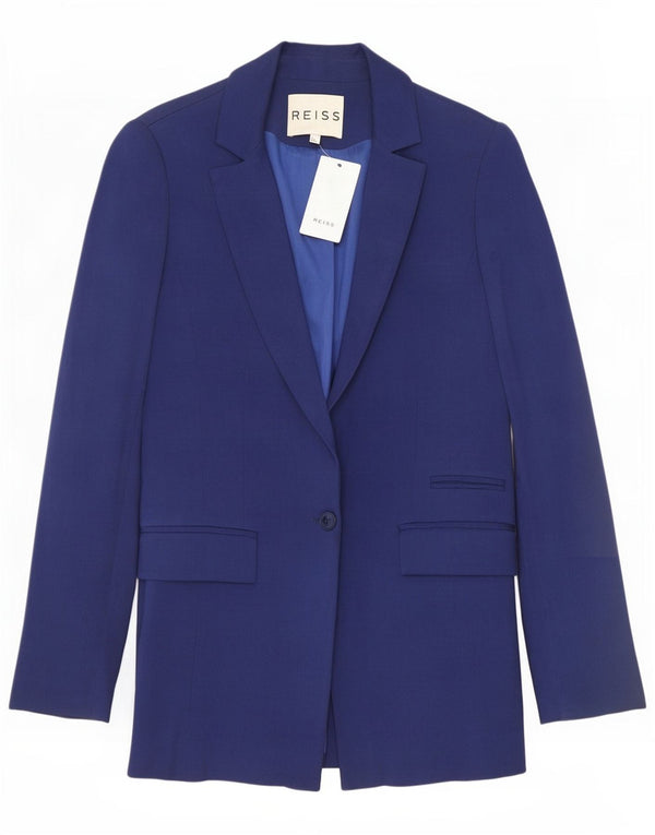 Reiss Veste blazer 1 bouton pour femme UK 8 Small Bleu Viscose