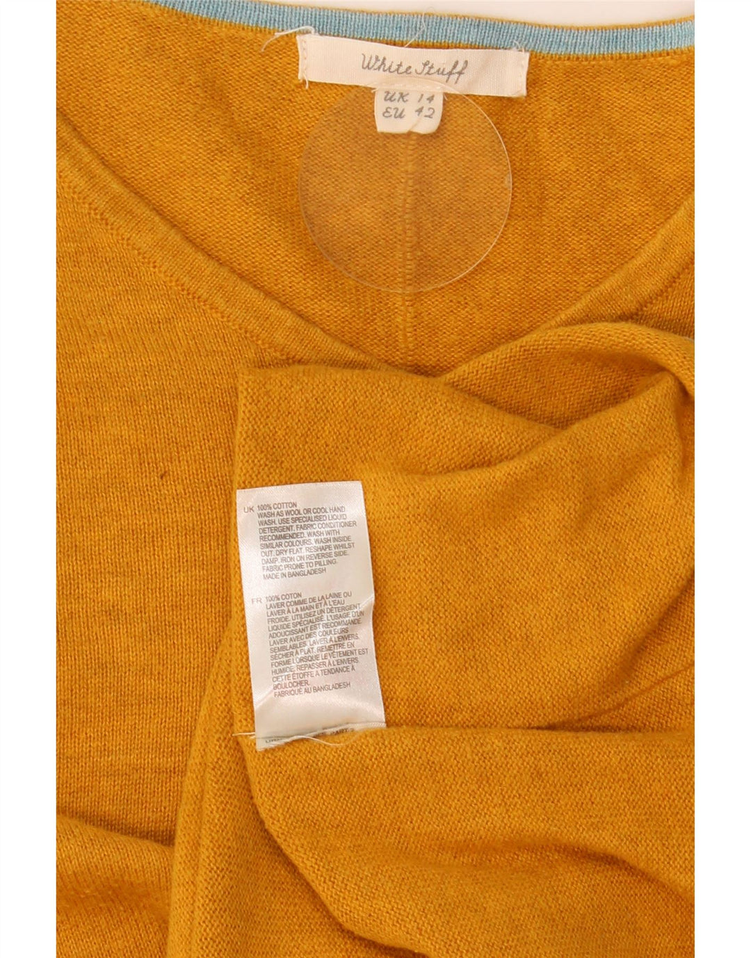 Top White Stuff Femme Manches Longues UK 44 Large Jaune Coton