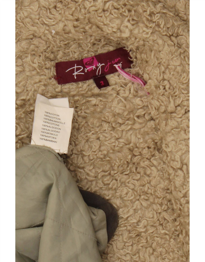 ROXY Veste Parka Sherpa à Capuche Femme UK 14 Gris Moyen Coton