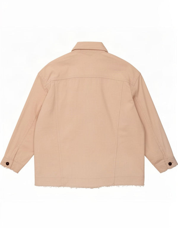 Zara Veste surdimensionnée en velours côtelé pour femme UK 14 Medium Off White Cotton