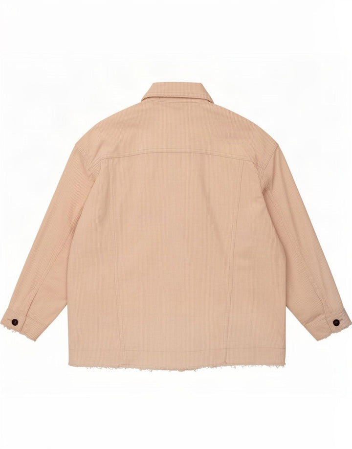 Zara Veste surdimensionnée en velours côtelé pour femme UK 14 Medium Off White Cotton