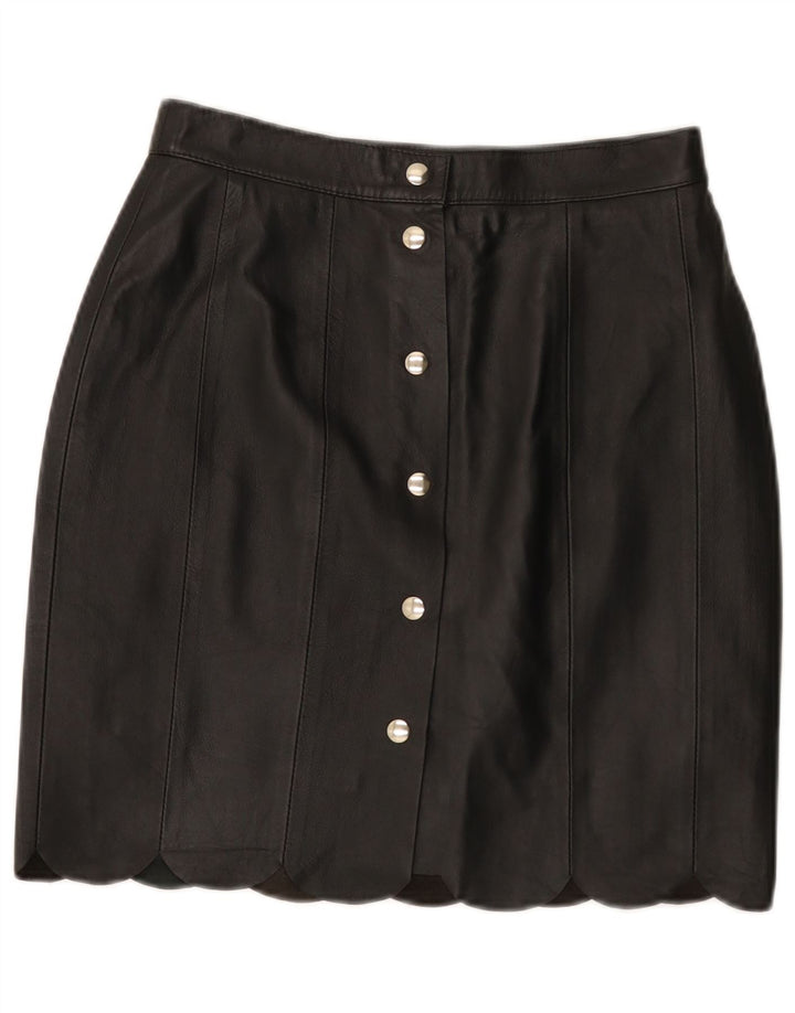 jupe crayon en cuir femme vintage W28 Noir Moyen