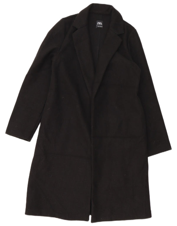 Zara Womens Open Overcoat UK 14 Medium Noir Polyester