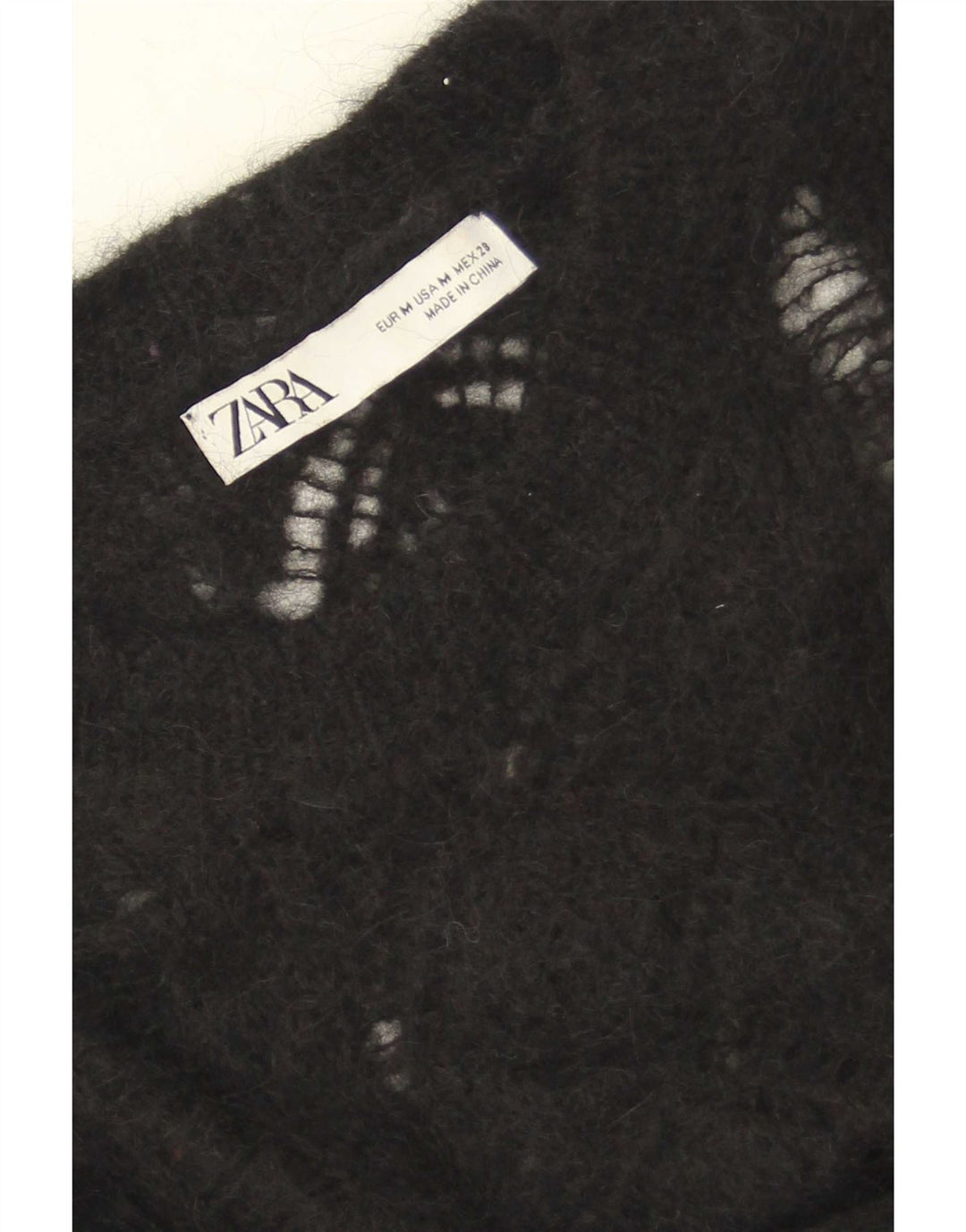 Zara Pull à col rond pour femme UK 14 Noir moyen